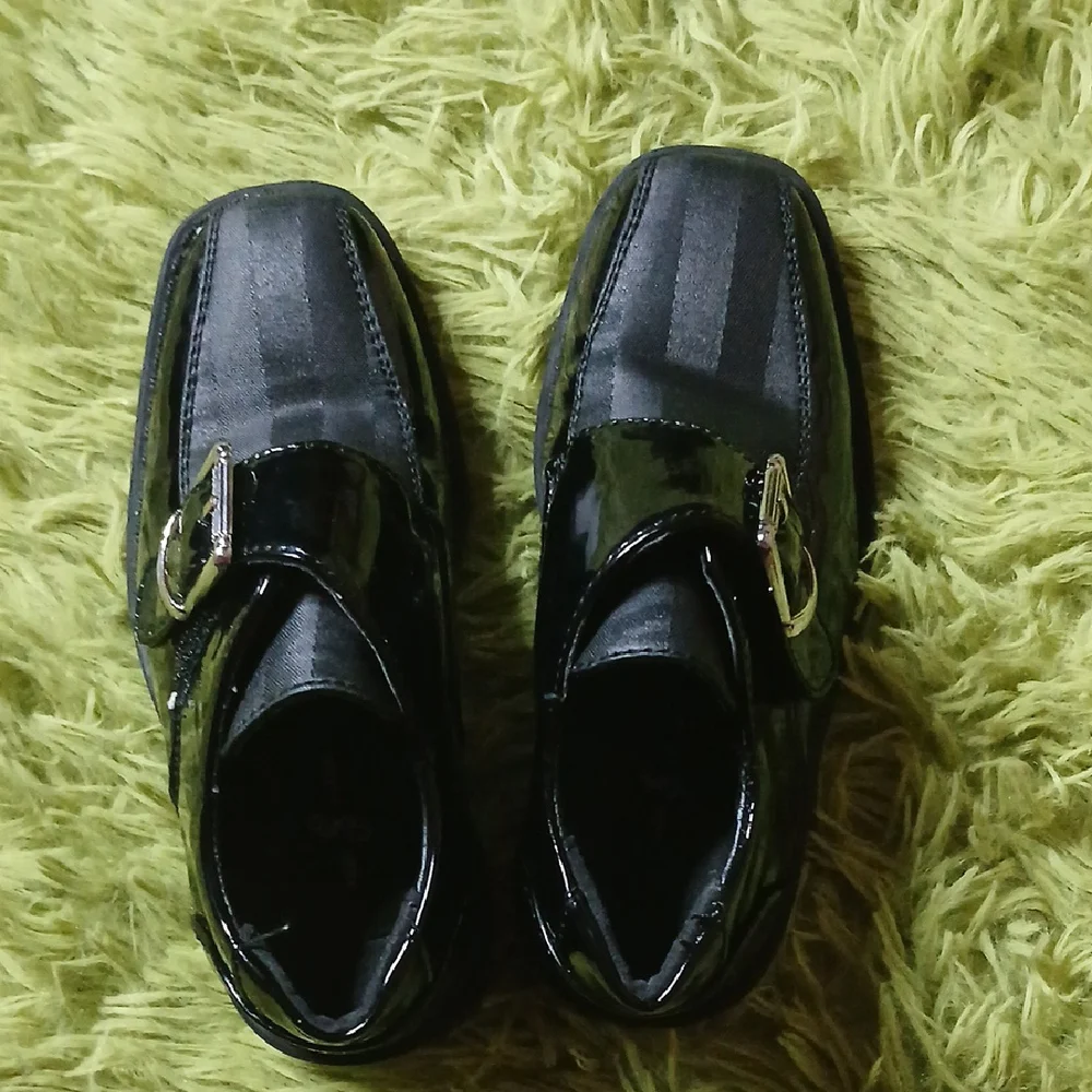 Felipe Stefano Shiny‎ Black Kids Dress Shoes Size 9M Preowned